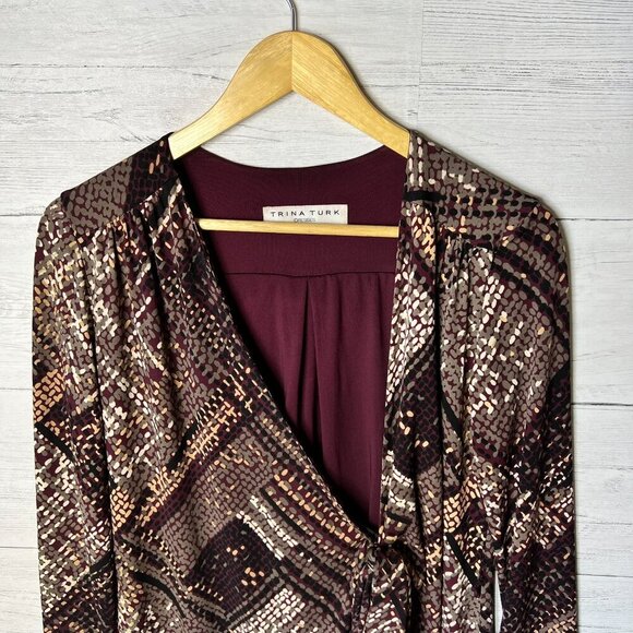 Trina Turk Dress Womens Size Small/Medium Geometric True Wrap Contemporary - Picture 7 of 16